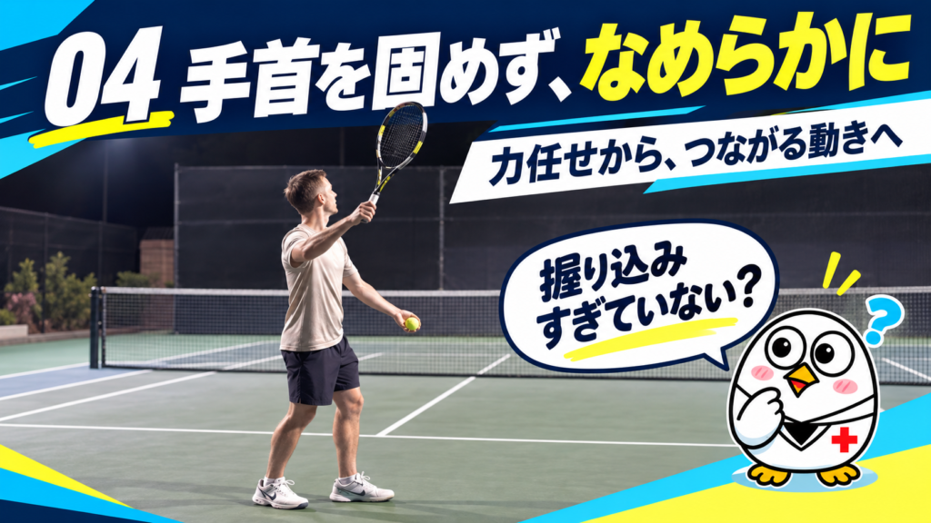 罠④ 手首を固めず、なめらかに:握り込みすぎていないか確認
